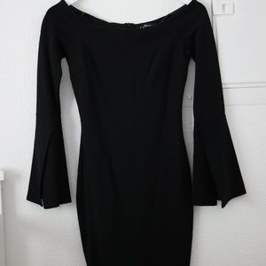 Lulu Off Shoulder Bell Sleeve Black Dress